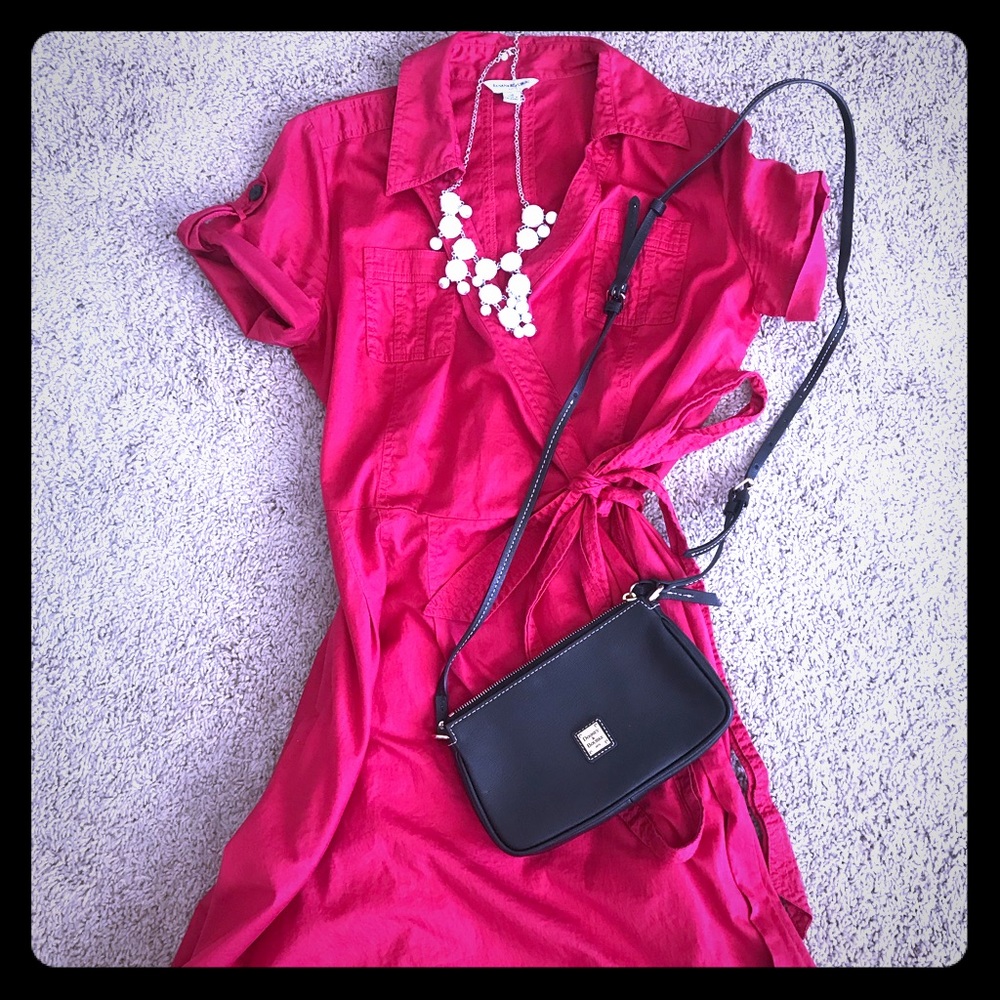 Raspberry Pink Wrap Dress with pockets